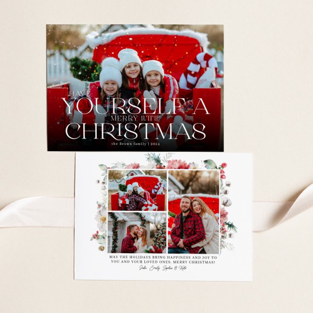 Tarjeta Festiva Navidades florales modernos de fotografía completa (Subido por el creador)