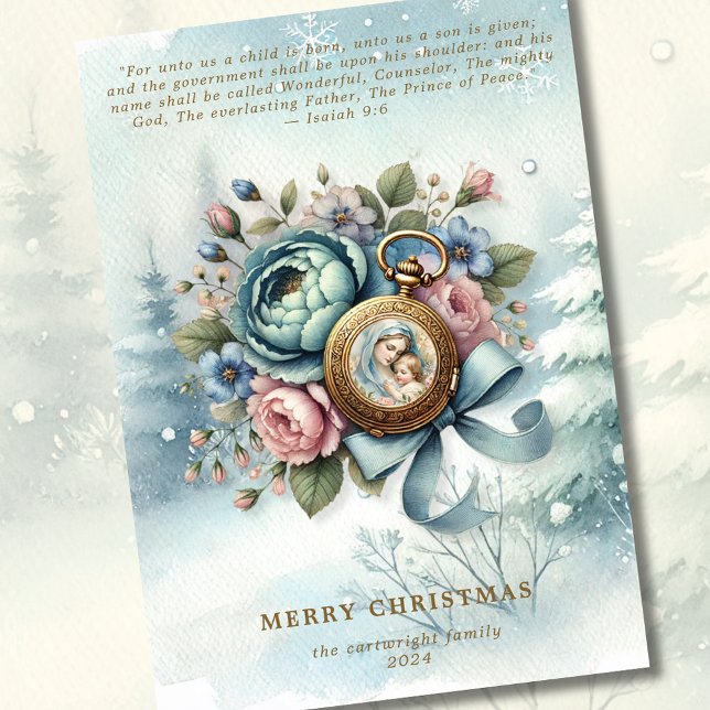 Tarjeta Festiva Navidades florales religiosos, escritura de la nat (Subido por el creador)