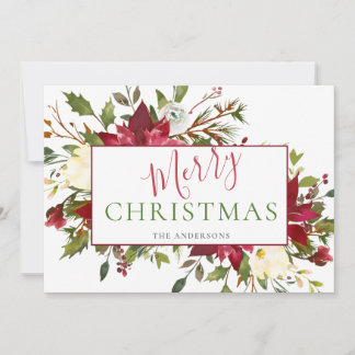 Tarjeta Festiva Navidades florales rusticos foto tipografía