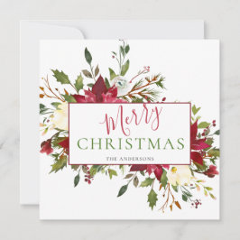 Tarjeta Festiva Navidades florales rusticos foto tipografía