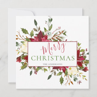 Tarjeta Festiva Navidades florales rusticos foto tipografía