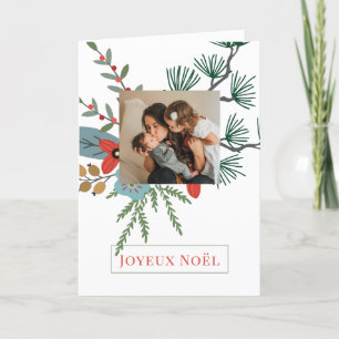 Tarjeta Festiva Navidades Flores de Invierno Joyeux Noël Holiday P