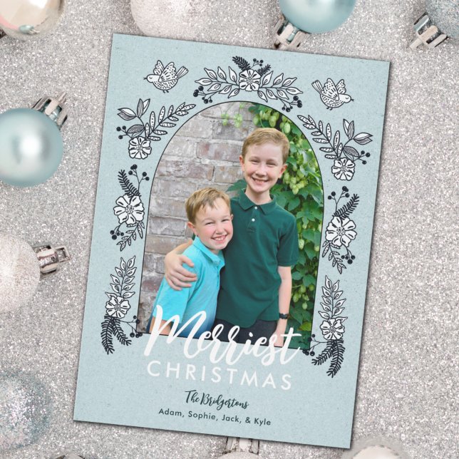 Tarjeta Festiva Navidades Flores Foto Arch Cute (Subido por el creador)