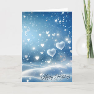 Tarjeta Festiva Navidades flotantes de corazones de nieve