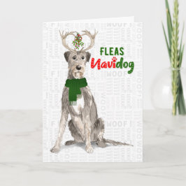 Tarjeta Festiva Navidades Flotas irlandesas de perro lobo NaviDOG