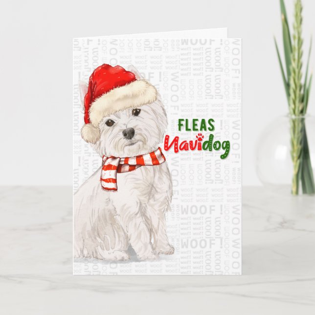 Tarjeta Festiva Navidades Flotas Terrier de las Tierras Altas Occi (Anverso)
