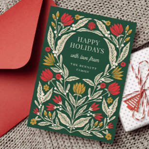 Tarjeta Festiva Navidades folclóricos modernos y elegantes doblado