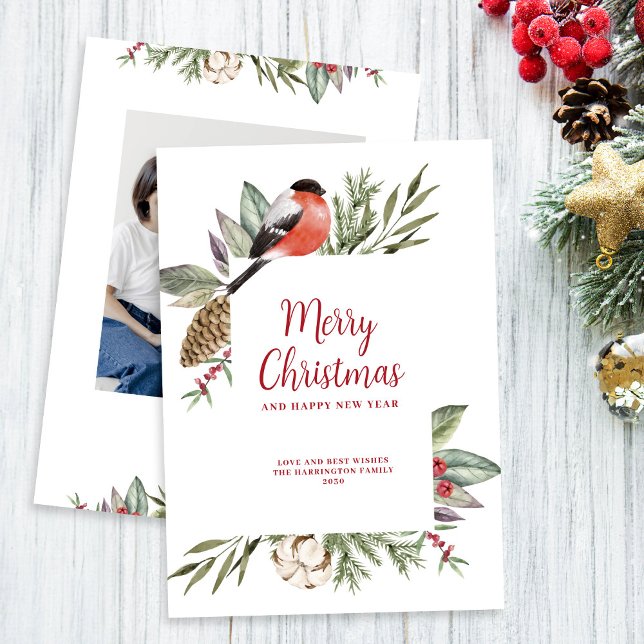 Tarjeta Festiva Navidades Foliage White Photo (Subido por el creador)