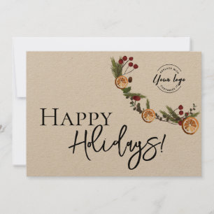 Tarjeta Festiva Navidades Foliage Wreath Business logo gracias