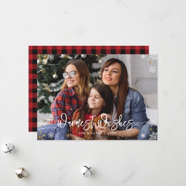 Tarjeta Festiva Navidades Foto familiar Deseos más cálidos (Anverso/Reverso In Situ)