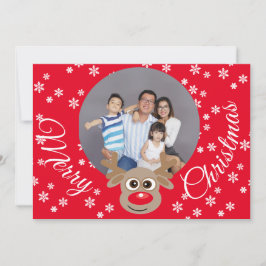Tarjeta Festiva Navidades Foto Guión blanco de reno de la Cuta Roj
