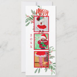 Tarjeta Festiva Navidades Foto Holiday Holly Wreath Merry