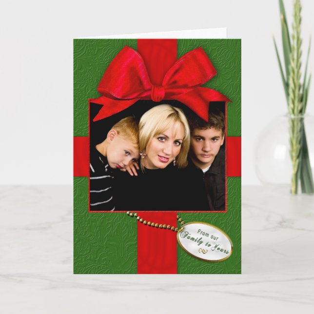 Tarjeta Festiva Navidades - Foto Inser nuestra familia a la tuya - (Anverso)