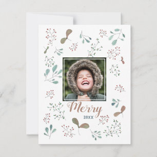 Tarjeta Festiva Navidades Foto Merry Winter Woodland