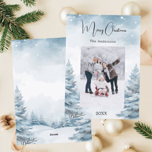 Tarjeta Festiva Navidades foto paisaje invernal