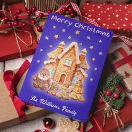 Tarjeta Festiva Navidades Foto Personalizado Topografía Gingerbrea