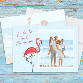 Tarjeta Festiva Navidades Foto Playa Cute Playa Rosa Flamingo Trop