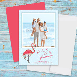 Tarjeta Festiva Navidades Foto Playa Cute Playa Rosa Flamingo Trop