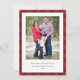 Tarjeta Festiva Navidades Foto Red Black Plaid
