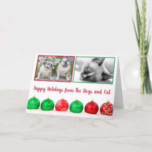 Tarjeta Festiva Navidades Foto: Red & Green Balls Modernas