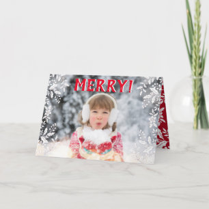 Tarjeta Festiva Navidades Foto Red, White, Holly, Festividad