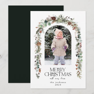 Tarjeta Festiva Navidades Foto Rústica Verdor Berries Cedar