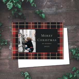 Tarjeta Festiva Navidades foto vacaciones Llanura de placas rojas