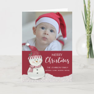 Tarjeta Festiva Navidades Foto y nombre del Personalizado Snowman