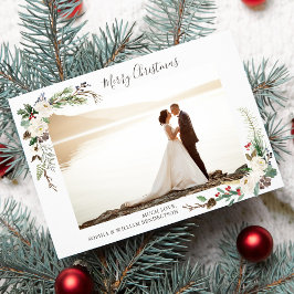 Tarjeta Festiva Navidades fotocolorear Berries y Boughs