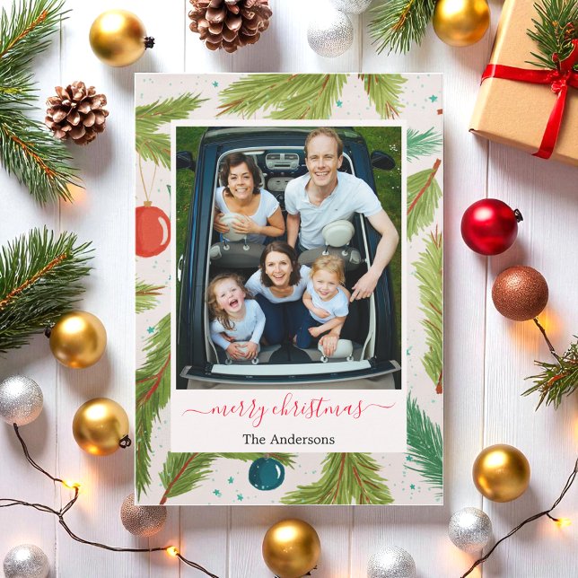 Tarjeta Festiva Navidades Fotografía del feriado blanco verde (Subido por el creador)