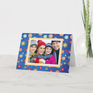 Tarjeta Festiva Navidades Fotografía familiar Brillantes de Nieve
