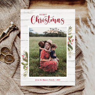 Tarjeta Festiva Navidades Fotografía familiar Verdor Llanura de Ma