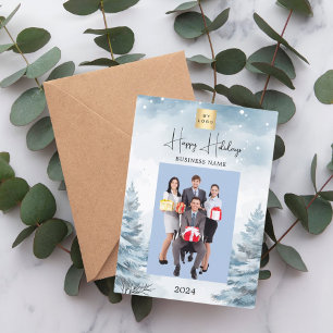Tarjeta Festiva Navidades fotografía negocios en el paisaje invern