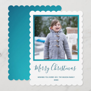 Tarjeta Festiva Navidades fotográficos azules blancos