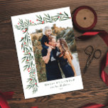 Tarjeta Festiva Navidades fotográficos blancos de Winter Greenery<br><div class="desc">Esta elegante tarjeta de vacaciones para Navidades de Costa de Marfil,  con vegetación de invierno,  es completamente de personalizable. ¿Quieres personalizar aún más? Haga clic en "Editar usando la herramienta de diseño". Este diseño forma parte de una colección. Original acuarela de arte pintada por el diseñador Stacey Meacham.</div>