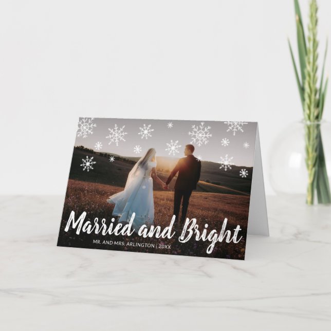 Tarjeta Festiva Navidades fotográficos casados y brillantes recién (Anverso)
