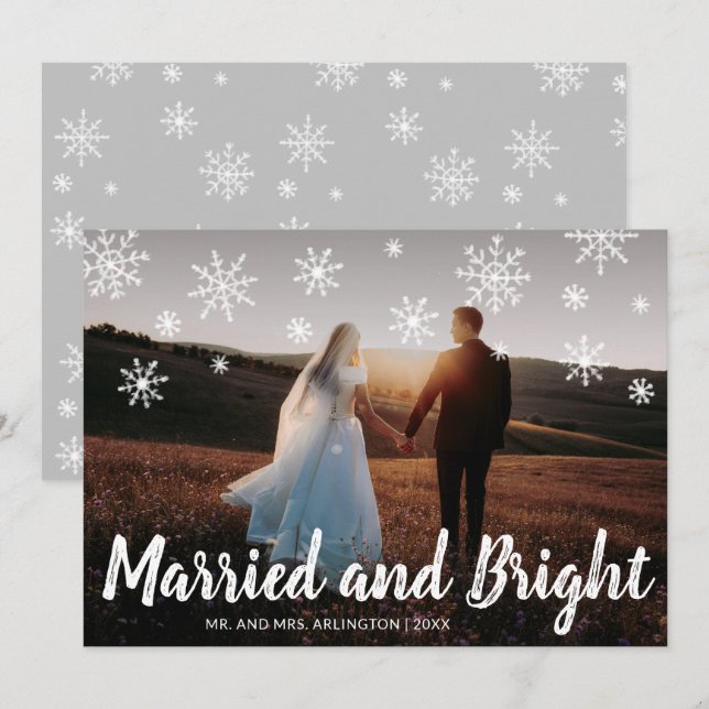 Tarjeta Festiva Navidades fotográficos casados y brillantes recién (Anverso / Reverso)
