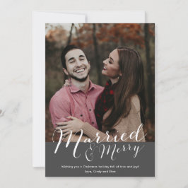 Tarjeta Festiva Navidades fotográficos casados y merry recién casa