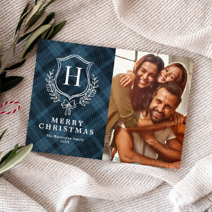 Tarjeta Festiva Navidades fotográficos clásicos de monograma con p