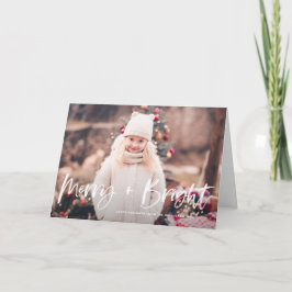 Tarjeta Festiva Navidades fotográficos con letras de pincel brilla
