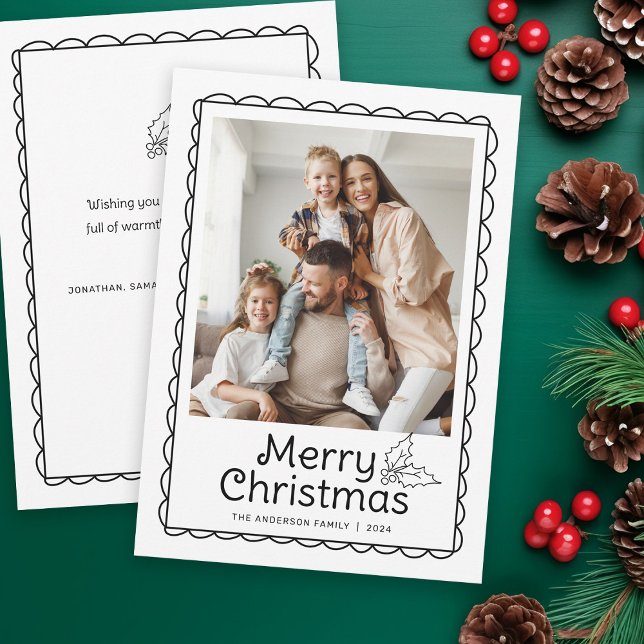 Tarjeta Festiva Navidades fotográficos con marco de vieira dibujad (Subido por el creador)