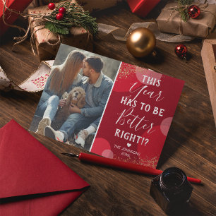 Tarjeta Festiva Navidades fotográficos de Año Mejor Rojo