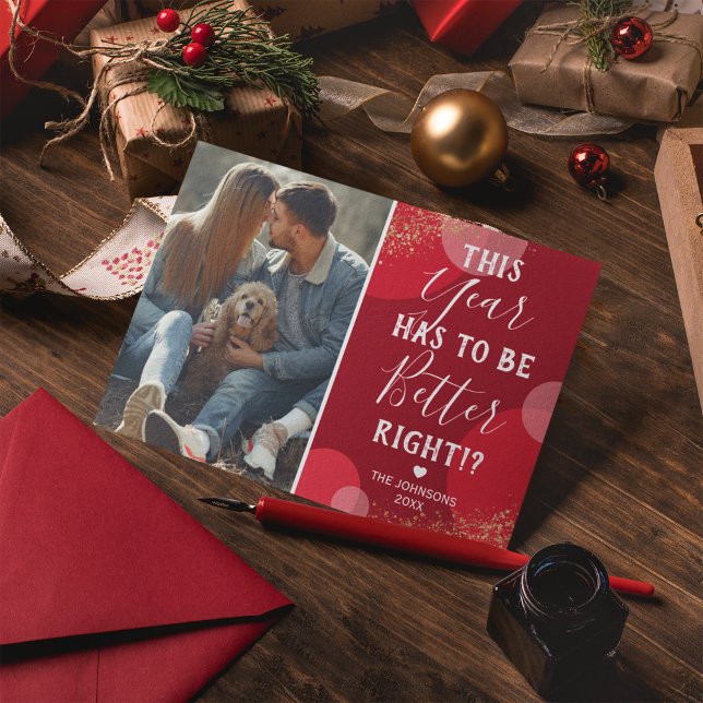 Tarjeta Festiva Navidades fotográficos de Año Mejor Rojo (Subido por el creador)