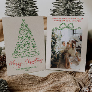 Tarjeta Festiva Navidades fotográficos de árbol de cintas de cinta