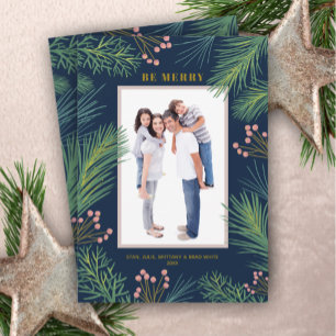 Tarjeta Festiva Navidades fotográficos de Berries Pines