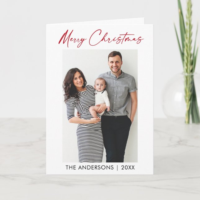 Tarjeta Festiva Navidades fotográficos de caligrafía con escritura (Anverso)