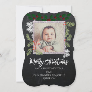 Tarjeta Festiva Navidades fotográficos de Chalkboard Pine