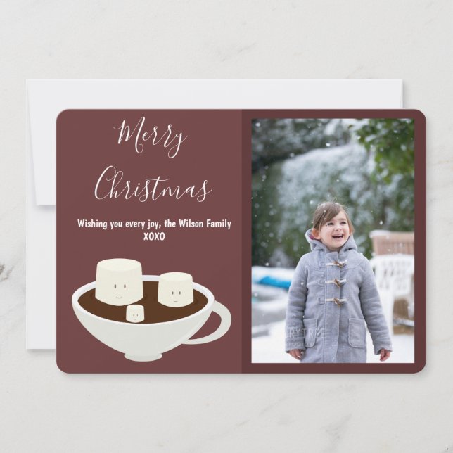 Tarjeta Festiva Navidades fotográficos de chocolate caliente (Anverso)