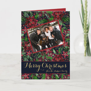 Tarjeta Festiva Navidades fotográficos de colores florales de Poin