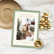 Navidades fotográficos de Cute Green Gingham Plaid